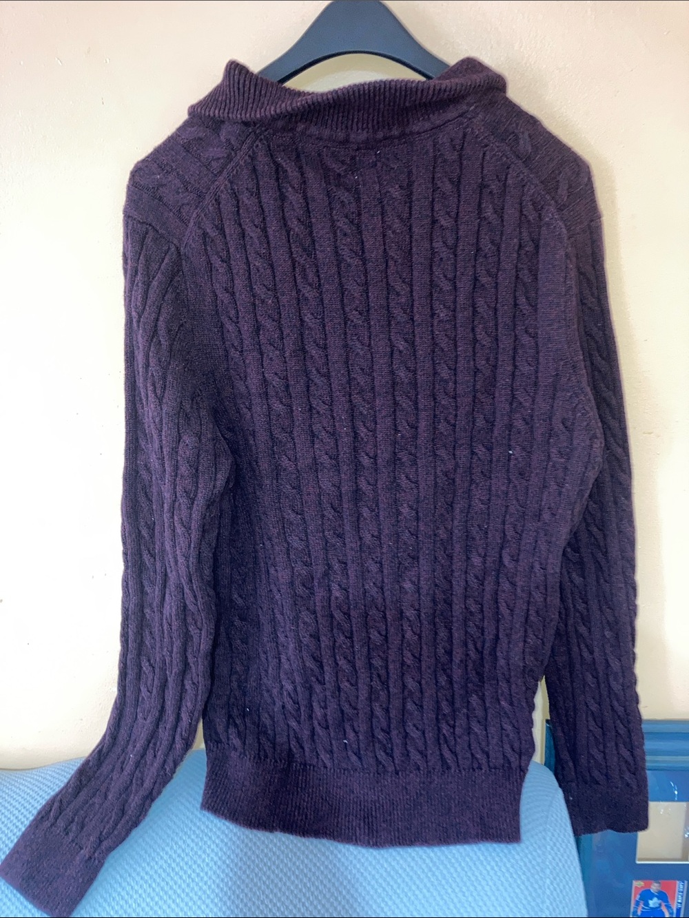 Denver Hayes Men's Cable Quarter-Zip Sweater - Burgundy - Picture 3 of 4